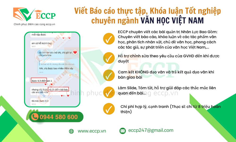 VIẾT BÁO CÁO, LUẬN VĂN TỐT NGHIỆP ĐẠI HỌC VÀ LUẬN VĂN THẠC SĨ NGÀNH VĂN HỌC VIỆT NAM