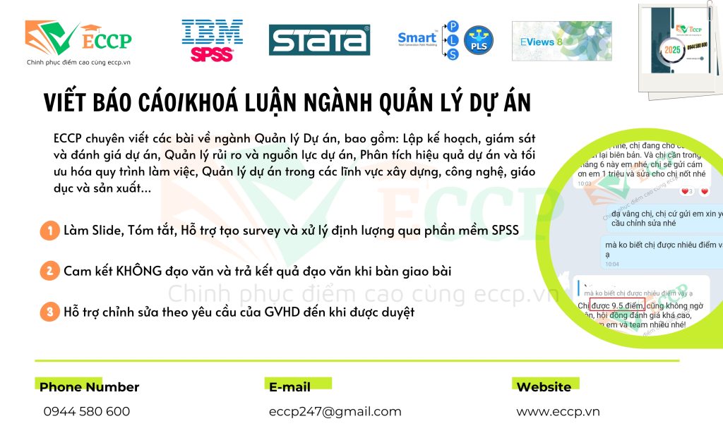 Viết Báo Cáo, Luận Văn Tốt Nghiệp Đại Học và Luận Văn Thạc Sĩ Ngành Quản Lý Dự Án tại ECCP